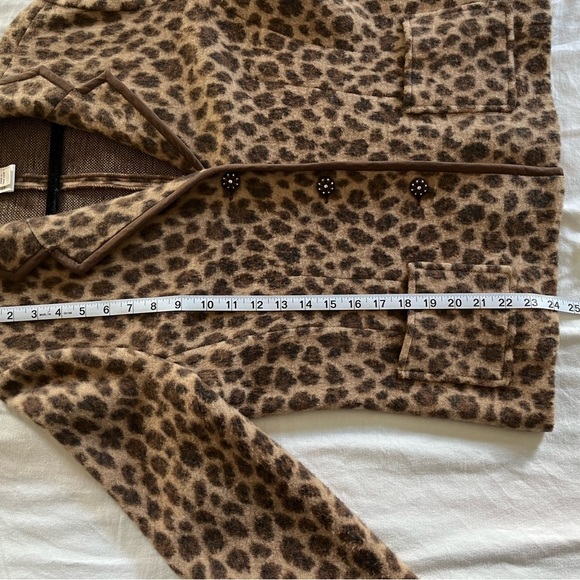Talbots Leopard Print Merino Wool Long Sleeve Bling Button Blazer/Jacket Sz PL - Picture 6 of 13